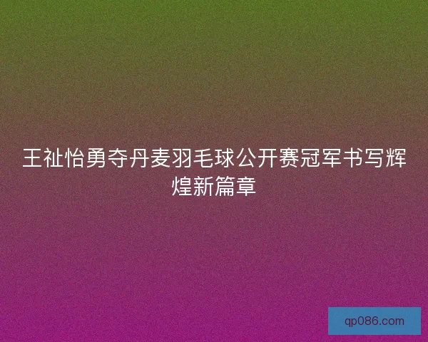 王祉怡勇夺丹麦羽毛球公开赛冠军书写辉煌新篇章
